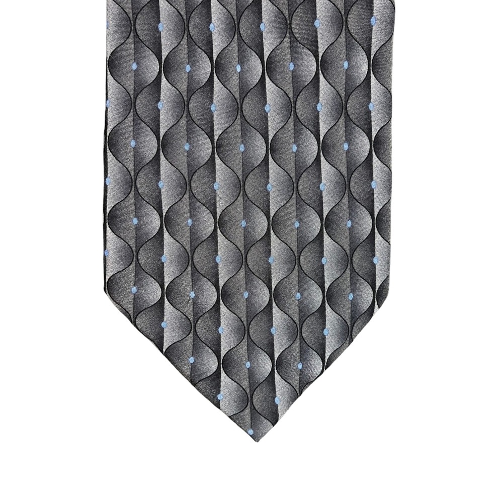 Grateful Dead Eternal Twelfth Set Silk Tie Grey Black Geometric Steal Your Face